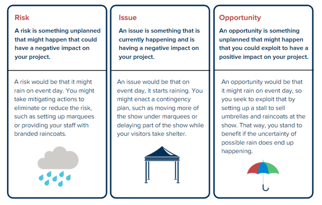 difference between risk issue opportunity graphic